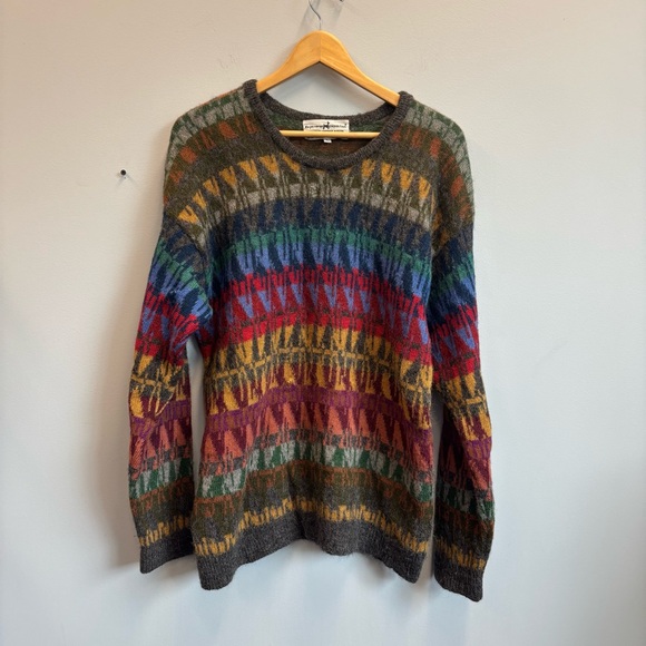 Vintage Peruvian Connection Alpaca Sweater Large Geometric Multicolor Jumper - Picture 1 of 10